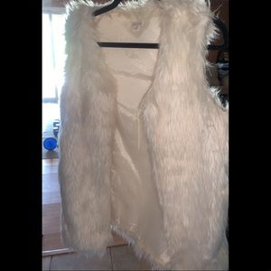 White faux fur vest